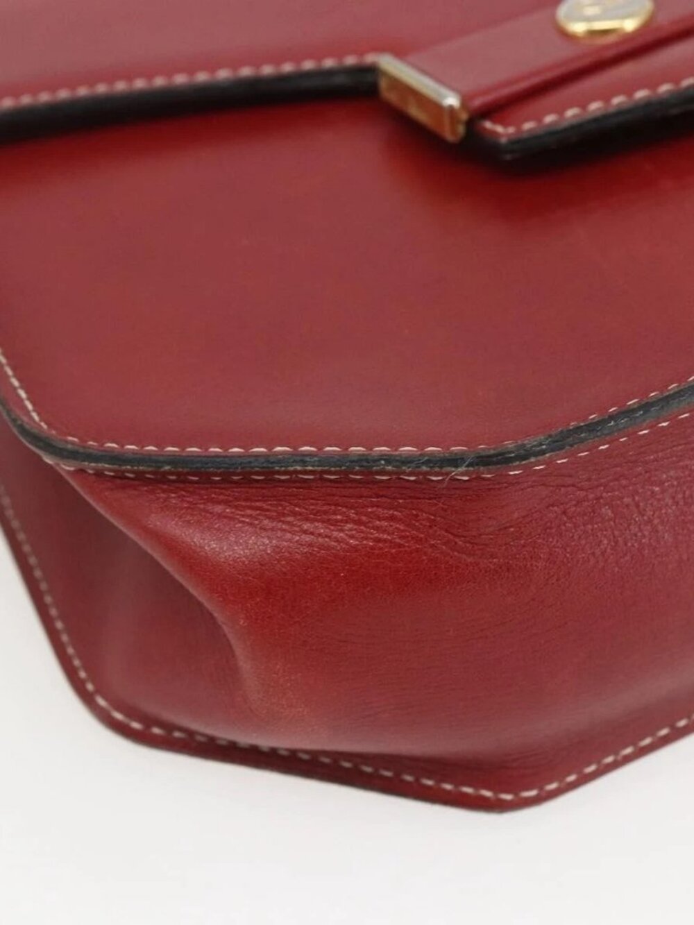 Christian Dior Hand Bag Leather 2way Red Gold Auth 159290 - Picture 4 of 16